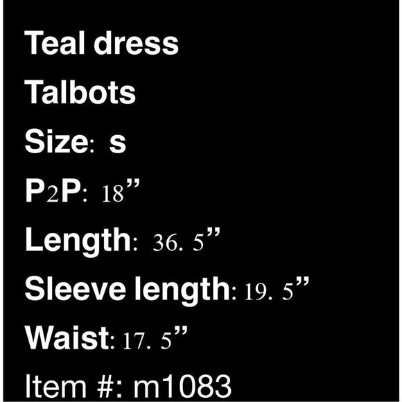 Talbots teal shift dress with floral neck line- size s - Picture 8 of 8
